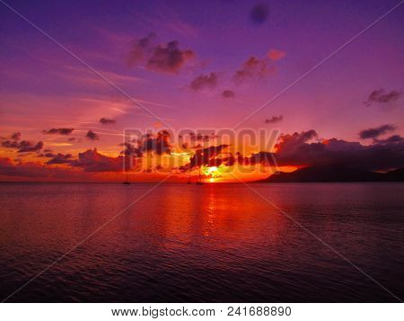 Dramatic Sunset Over Basseterre In Saint Kitts