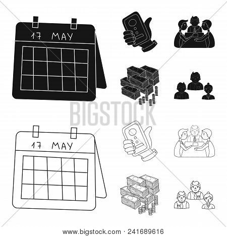 Calendar, Telephone Conference, Agreement, Cash.business-conference And Negotiations Set Collection 