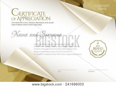 Certificate. Template Diploma Currency Border. Award Background Gift Voucher. Vector Illustration.