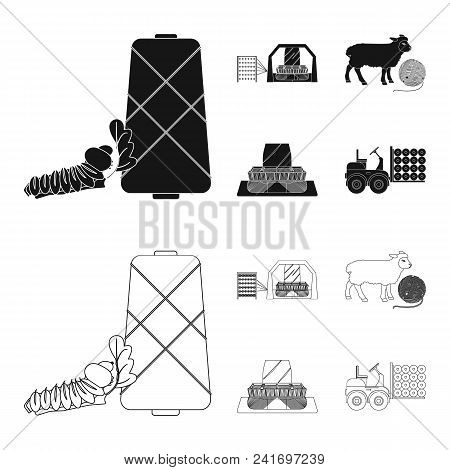 Cotton, Coil, Thread, Pest, And Other  Icon In Black, Outline Style. Textiles, Industry Gear Icons I