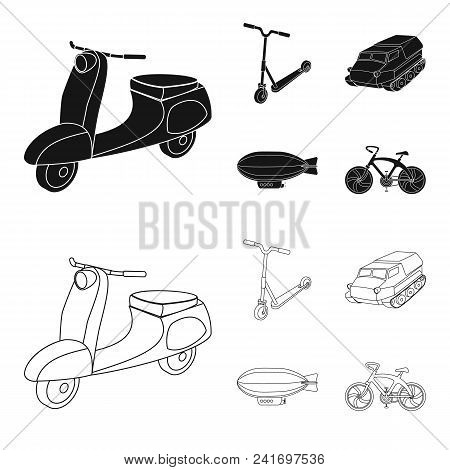 Motorcycle, Scooter, Armored Personnel Carrier, Aerostat Types Of Transport. Transport Set Collectio