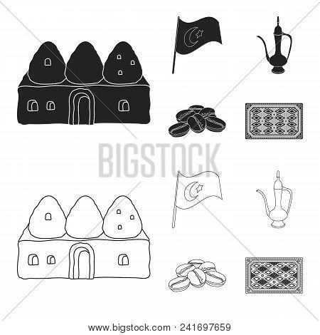 House Hive, National Flag, Coffee Pot Copper, Grains Coffee.turkey Set Collection Icons In Black, Ou