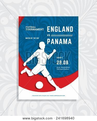2018 Championship Football Cup Poster Template. Football Match Invitation With Footballer Silhouette