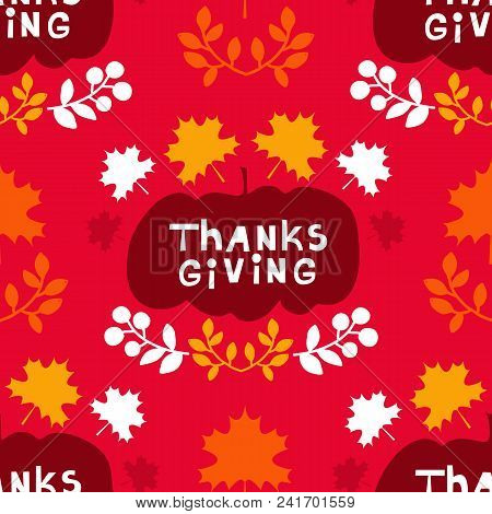 Funny Seamless Pattern With Pumpkins.thanksgivig Day. Vector Illustration.
