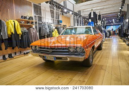 MILAN, ITALY - CIRCA NOVEMBER, 2017: Chevrolet Chevelle at Bershka store in Milan.