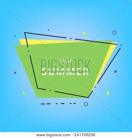 Hello Summer Trapezium Isolated Banner. Vector Illustration.