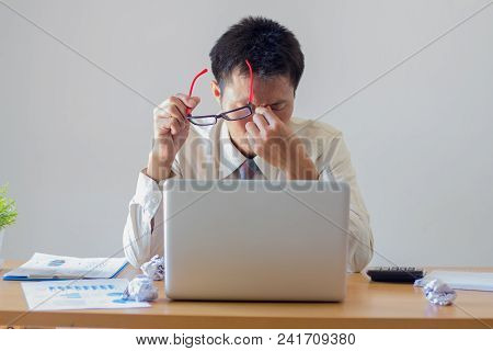 Stressed Businessman Having Problems And Headache, Erroneous Administration