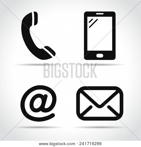 Illustration Of Contact Icons On White Background