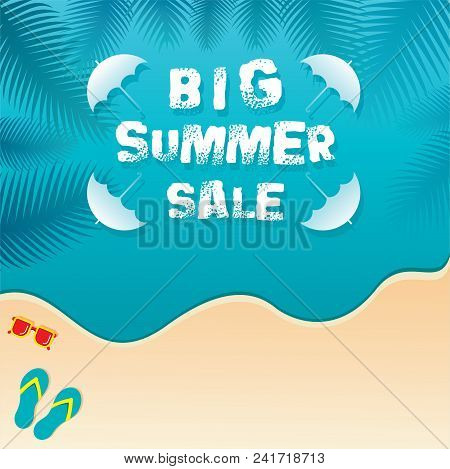 Big Summer Sale Banner Design With Beach Backrgound
