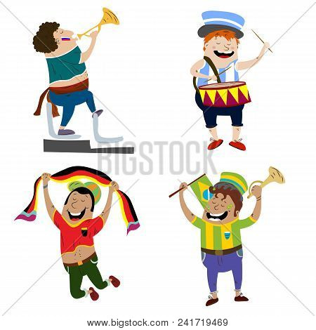 Bright And Cheerful Football Fan With Football Attributes