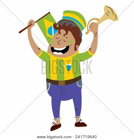 Bright And Cheerful Football Fan With Football Attributes