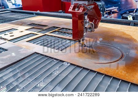 CNC water jet cutting machine modern industrial technology.