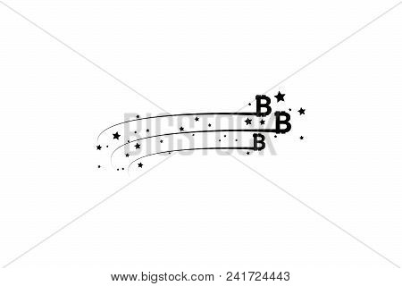 Bitcoin Coin With Fast Speed Motion Lines. Abstract Falling Bitcoin- Black Shooting Bitcoin With Ele