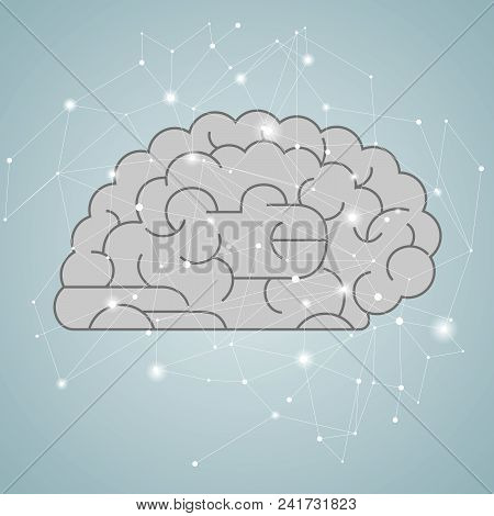 Big Creative Design Concept, Vector Drawn Brain Graphics.