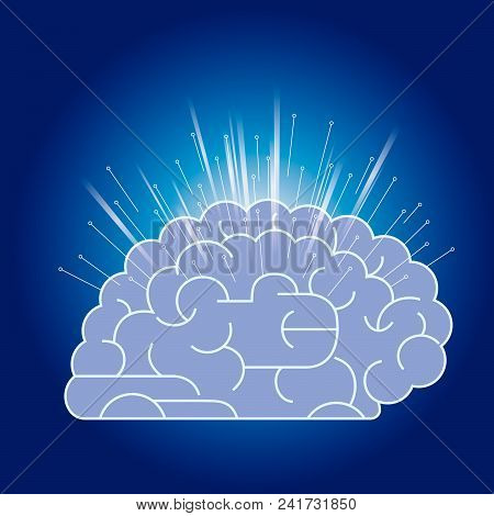 Big Creative Design Concept, Vector Drawn Brain Graphics.