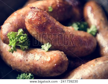 Grilled sausauges food photography recipe idea