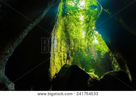 Secret Beautiful Tukad Waterfall In Canyon, Bali, Indonesia