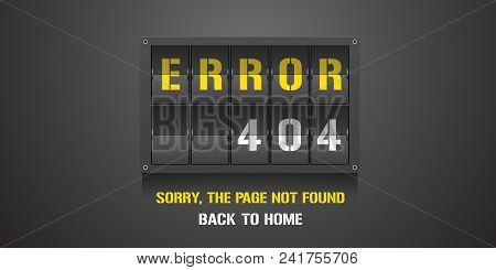 Template 404 Error Page Vector Illustration, Banner With Not Found Message. Mistake Warning Backgrou