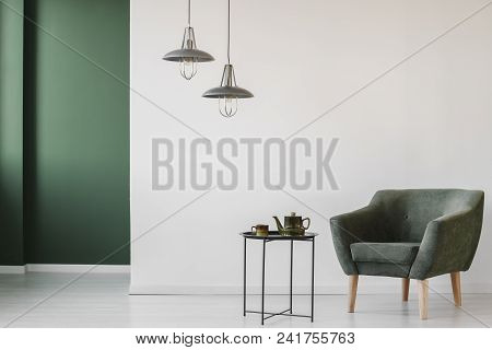 Upholstered Armchair In Minimalist Interior