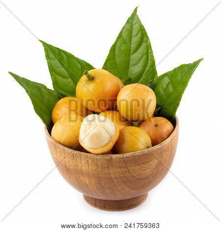Rambeh Tropical Fruit With Leaf Isolated On White Background