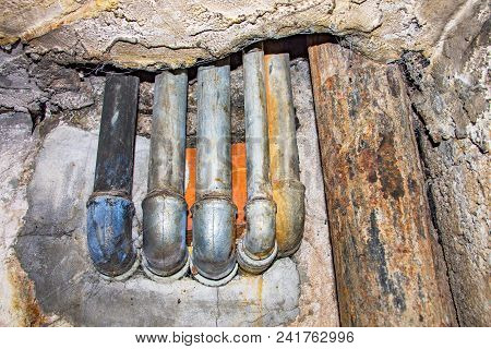 Rusted Water Pipes For House And Sewerage