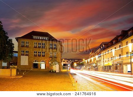 Nordhausen city facades at sunset in Thuringia Germany