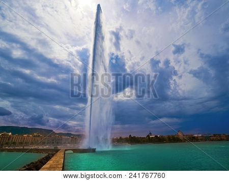 Geneva Geneve lake water Jet D'eau Switzerland Swiss Leman