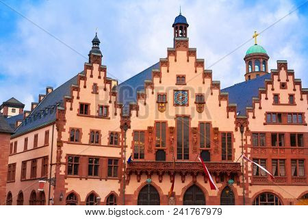 Frankfurt Romerberg square Old city historic center in Germany
