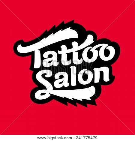 Logo Tattoo Salon Vector Image, On Red Background