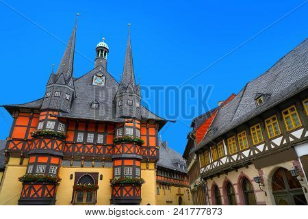 Wernigerode Rathaus Stadt city hall in Harz Germany
