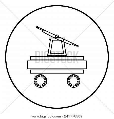 Handcar Icon Outline In Circle Black Color Vector Illustration Simple Image Flat Style