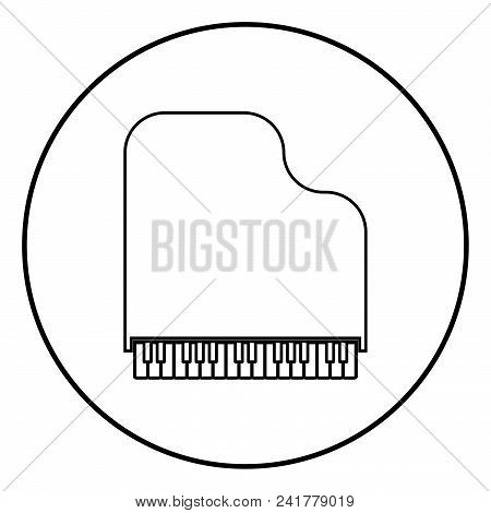 Grand Piano Icon Outline In Circle Black Color Vector Illustration Simple Image Flat Style