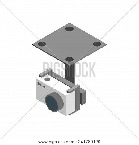 Photo Camera For Multicopter Isometric View On A White Background Professional Device . Vector Illus