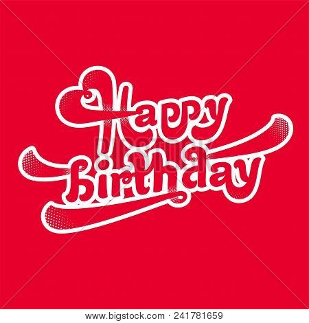 Happy Birthday Line Logo On Red Background