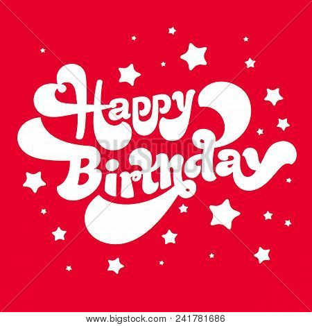 Postcard Happy Birthday! Red Logo And Stars