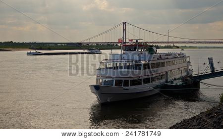 Emmerich Am Rhein, Germany - April, 27, 2018, Floating Restaurant, Begin Of Spring, Nice Warm Day, E