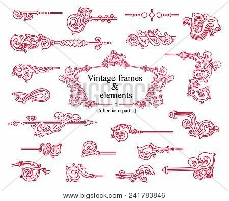 Set Vintage Frames And Elements, Vector Images. Collection, Part 1