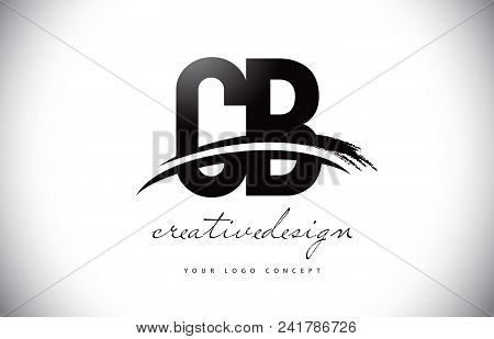 Cb C B Letter Logo Design With Swoosh And Black Brush Stroke. Modern Creative Brush Stroke Letters V