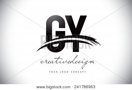 Gy G Y Letter Logo Design With Swoosh And Black Brush Stroke. Modern Creative Brush Stroke Letters V