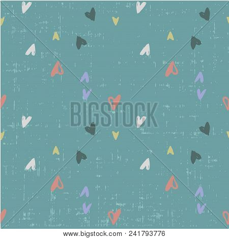 Seamless Pattern With Hearts. Hand Drawn Background.