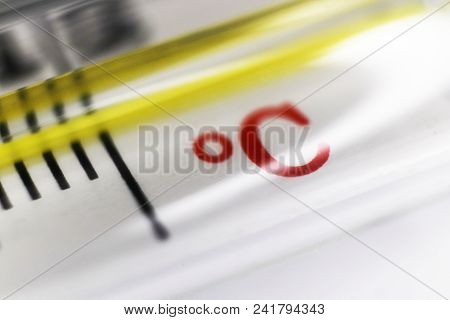 Thermometer Cesium Symbolic Medical Background. Macro Closeup.