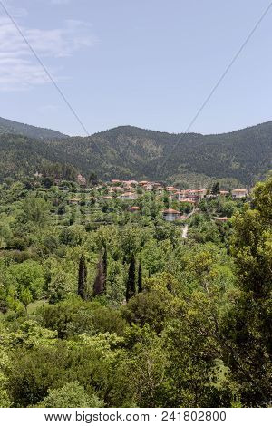 View On Village Dirrakhi (prefecture Of Arcadia) And Mountains On A Sunny Spring Day (greece, Pelopo