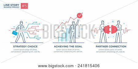 Set Of Illustrations Concept With Businessmen. Workflow, Growth, Graphics. Business Development, Mil