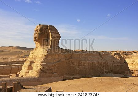 The Sphinx With Blue Sky Near Cairo, Egypt