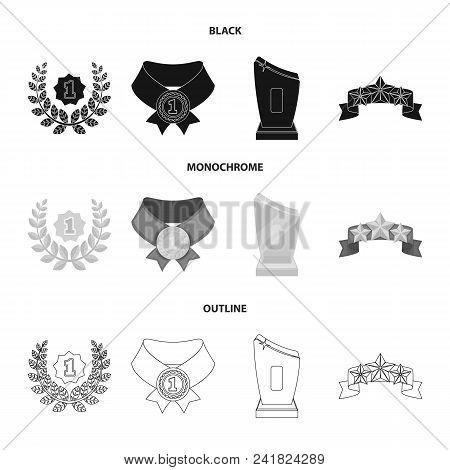 Winner For The First Place In The Competition, A Crystal Prize, A Ribbon With The Stars, A Medal On 
