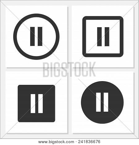 Pause Flat Icon Set Vector Design Template