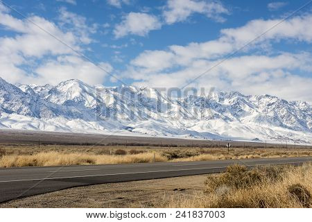 View Of The Sierras In Winter From Highway 395