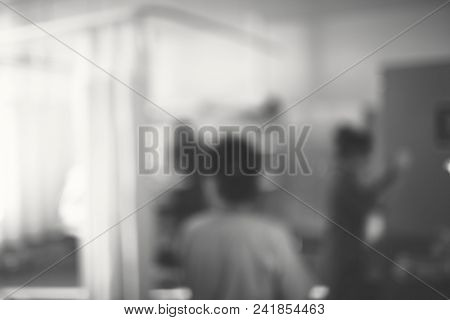 Morning Doctor's Round Of Patients In The Intensive Care Unit, Unfocused Background