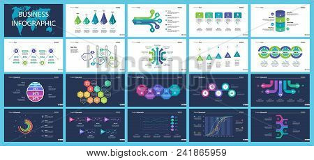 Project Infographic Design Template Set For Stock And Trade Concept. Can Be Used For Business Projec