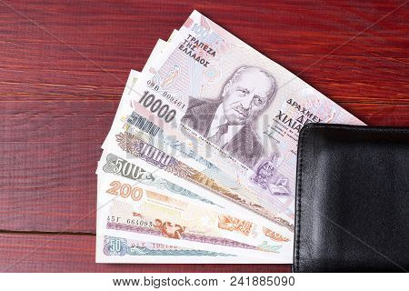 Greek Money In The Black Wallet - Drachma